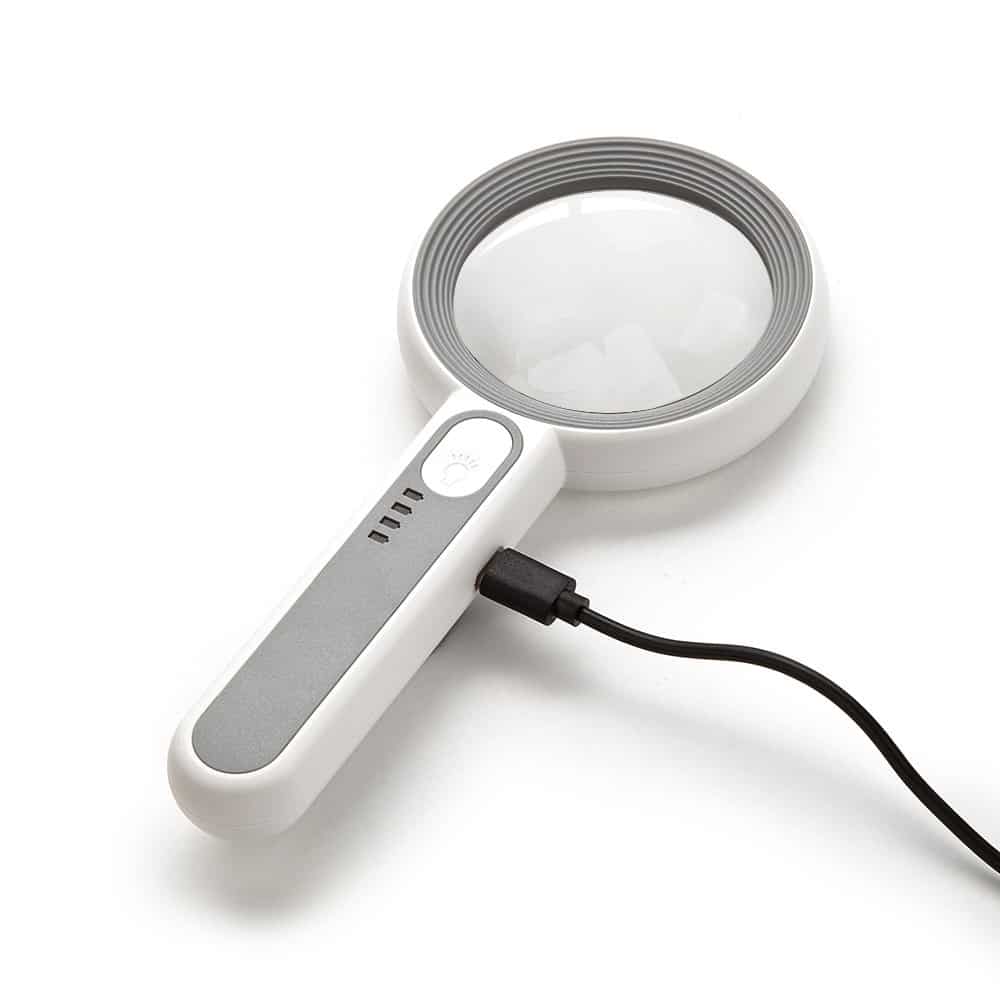Oplaadbaar Handheld LED Vergrootglas (6X 12X) - Ronde Touch Switch Reader met 16 dimbare LED's - Eleroyal Vergrootglas