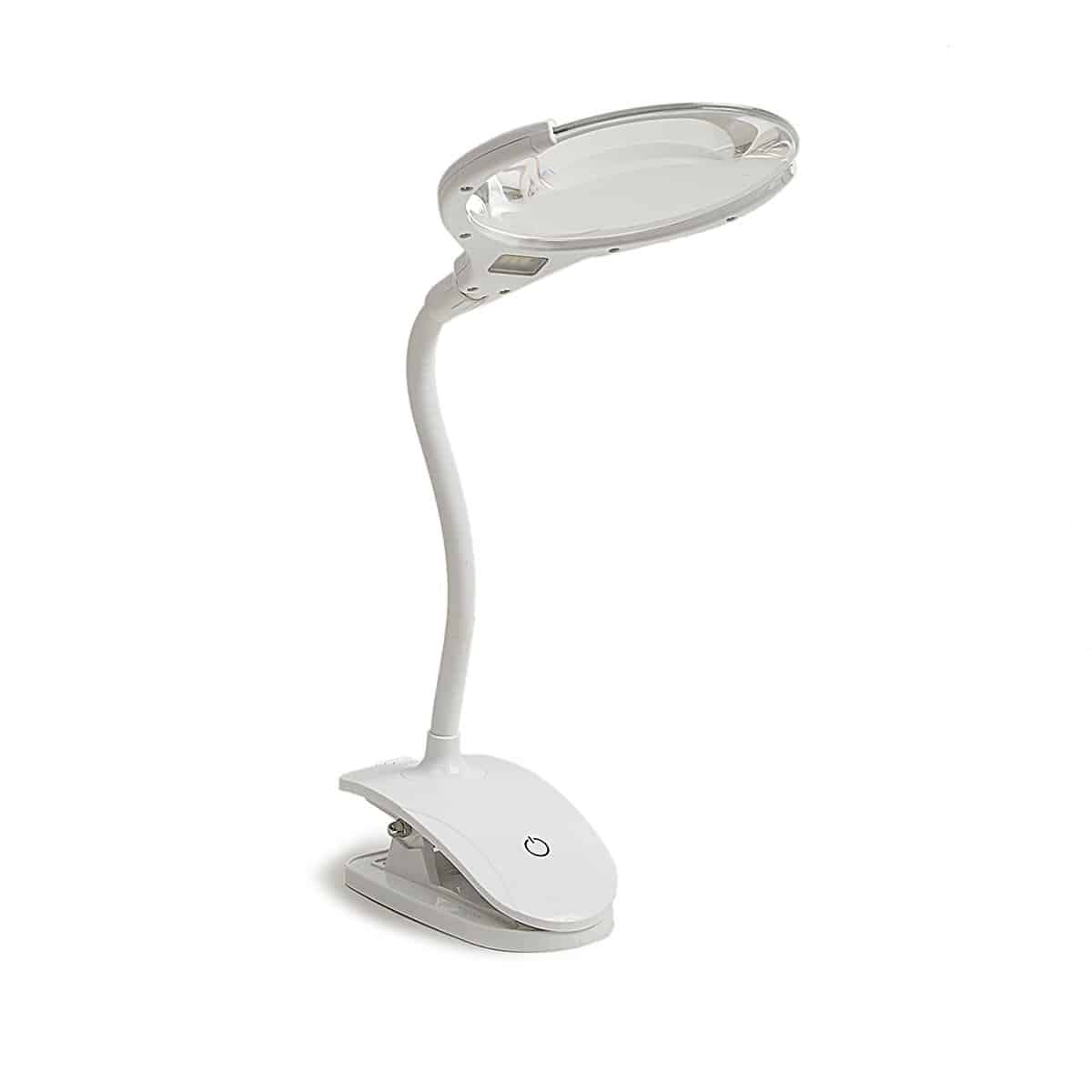 Lampe loupe flexible rechargeable 3X 8X, lampe de lecture à pince 6 LED dimmable pour le bricolage et la couture - Loupe Eleroyal