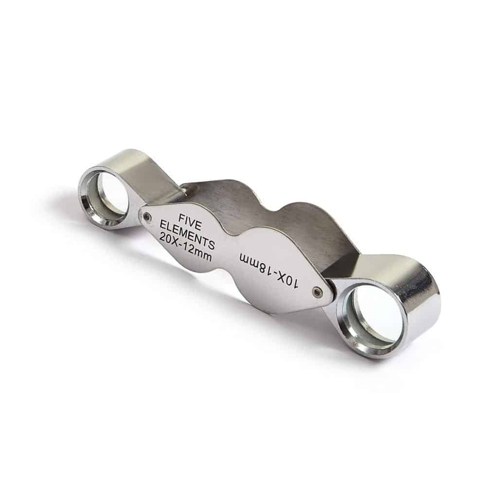 10X 20X Foldable Pocket Jewelry Magnifier, Professional Twin Lens Metal Loupe - Eleroyal Magnifier