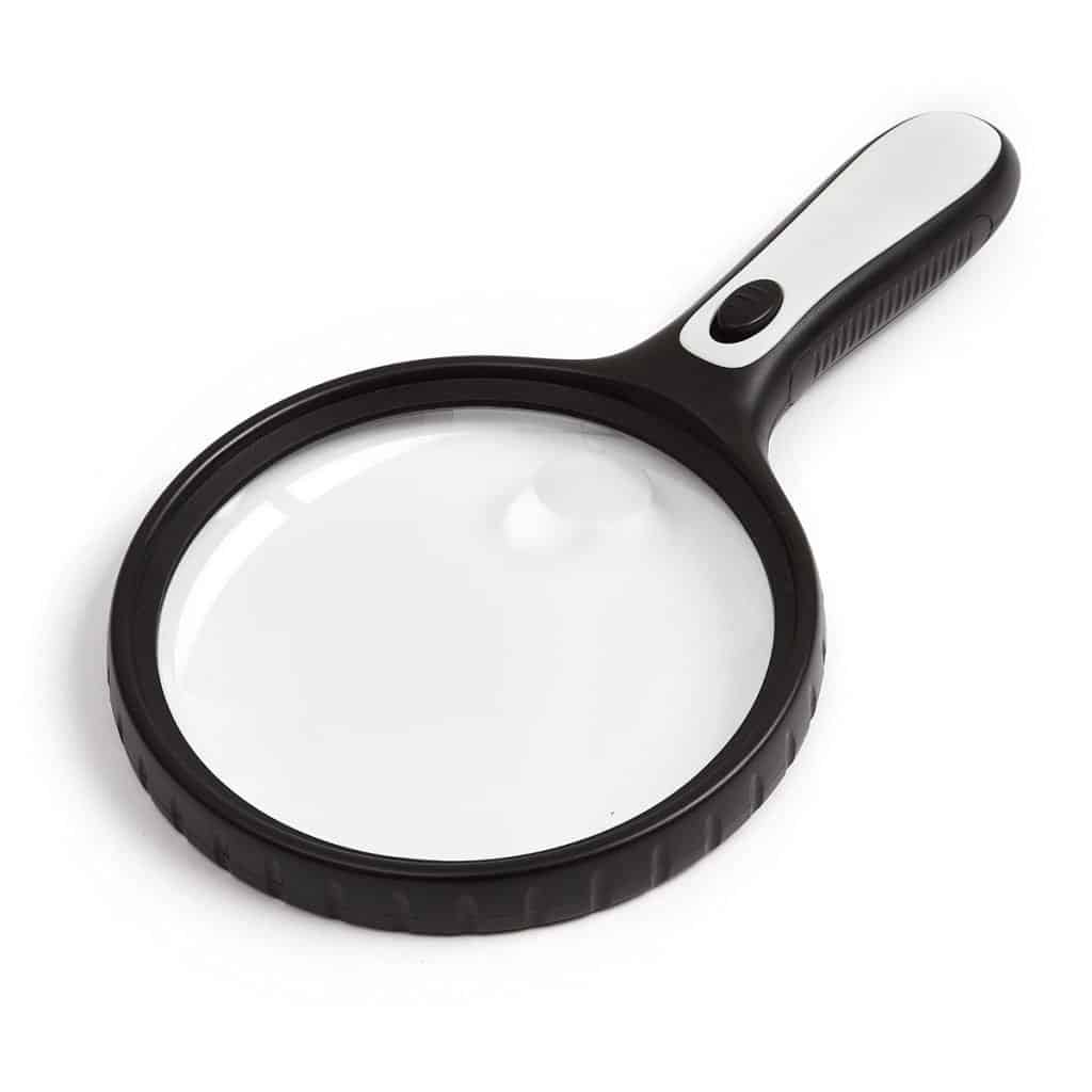 Extra Large 5.3" Handheld LED Magnifying Glass (3X 10X) - Jumbo 135mm Illuminated Reading Lens with 4 LEDs - Eleroyal Magnifier