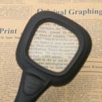 Square Hands-Free Magnifying Glass with Stand (6X) - Illuminated Desktop Magnifier & Counterfeit Detector - Eleroyal Magnifier