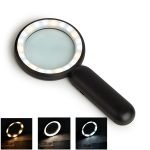 5X Handheld Rechargeable Low Vision Magnifying Glass with 21 LEDs | Optical Glass Lens - Eleroyal Magnifier