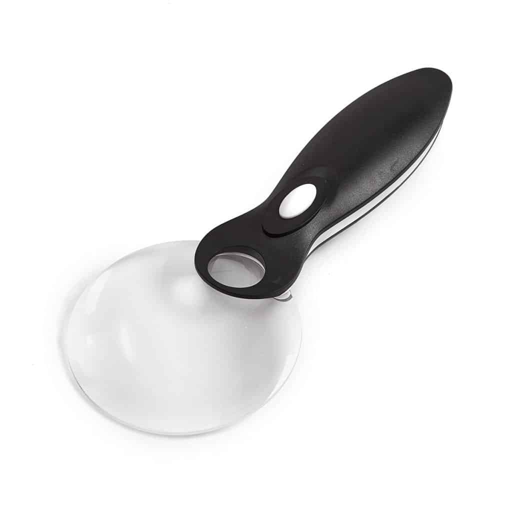 Rimless LED Lighted Magnifying Glass (3X 6X) - Lightweight Bifocal Handheld Magnifier with Distortion-Free Aspherical Lens for Low Vision - Eleroyal Magnifier