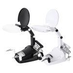 Soldadura LED Lupa Estación con soporte de hierro, 3X/4.5X Lente Dual Manos de ayuda con USB y alimentación por batería - Eleroyal Lupa