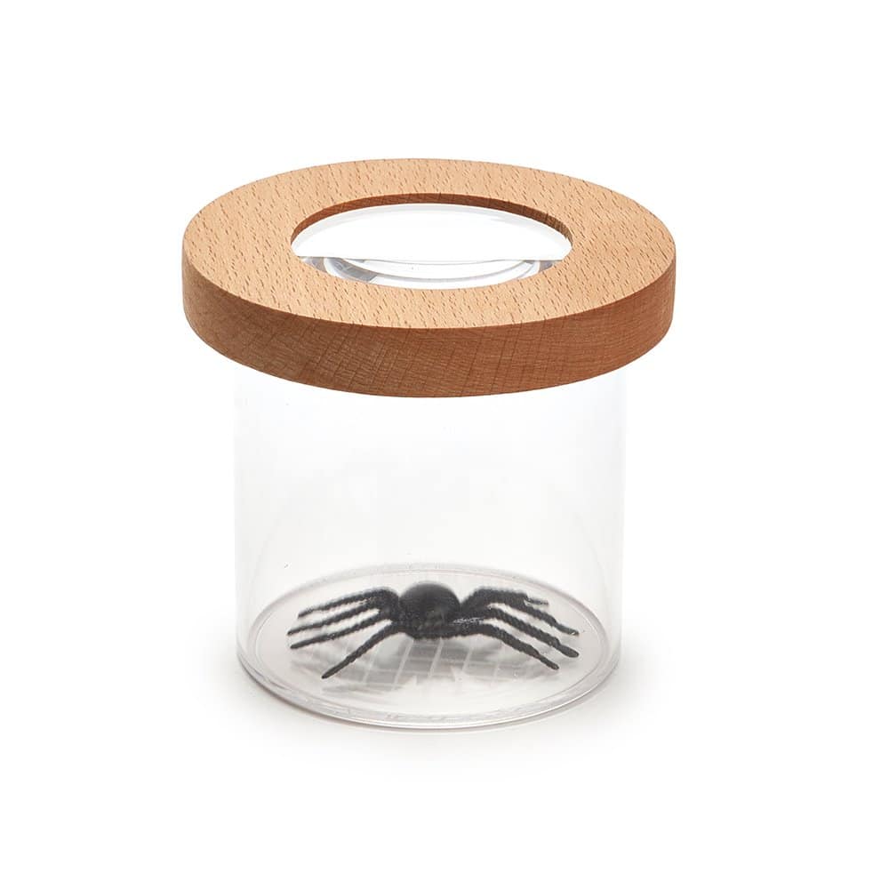 Portable Nature Bug Viewer with Natural Wood Lid, 5X Magnifying Specimen Jar for Montessori Learning - Eleroyal Magnifier