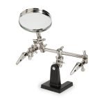 Klassiek helpend derde hand reparatiegereedschap, 4X metalen frame vergrootglas met dubbele krokodillenklemmen - Eleroyal vergrootglas
