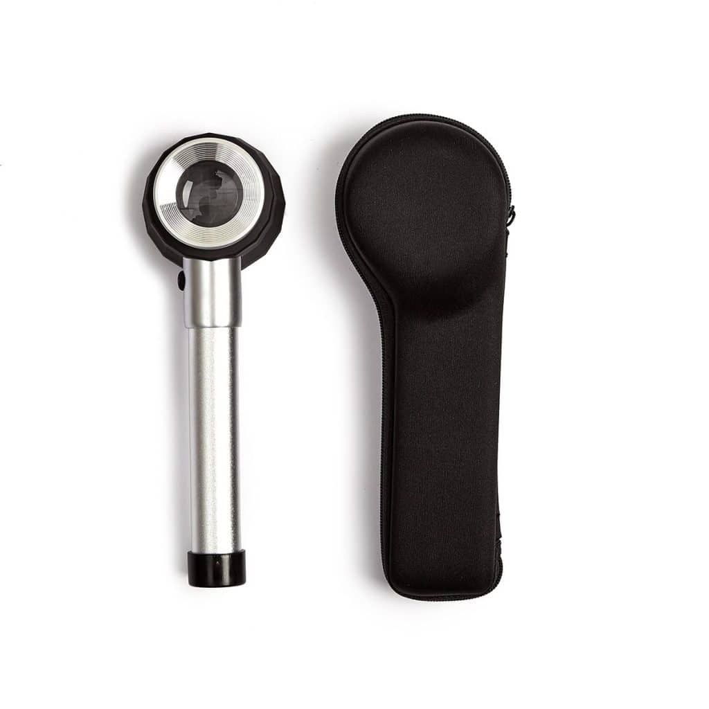 10X Handheld-Metall-Lupe mit Skala, LED beleuchtete K9 Glaslupe für Qualitätskontrolle - Eleroyal Lupe