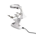 Rechargeable Third Hand Helping Magnifier Station with 10 LED Lights, 3X/4.5X Dual Lens Welding Magnifying Glass - Eleroyal Magnifier