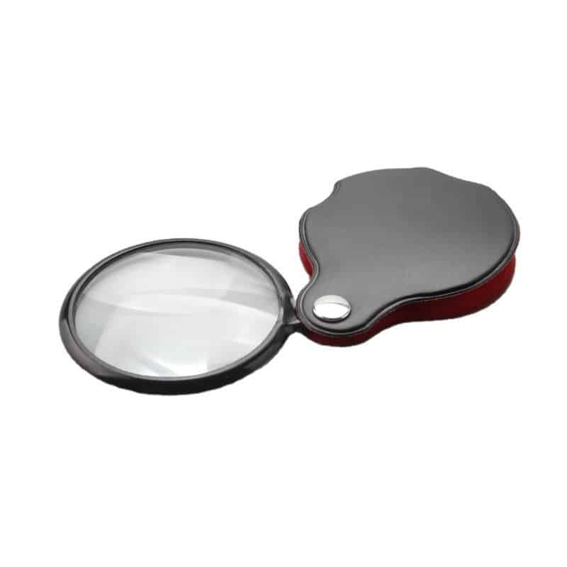 5X Folding Pocket Magnifier with Rotating Protective Leather Sheath | Optical Glass Lens - Eleroyal Magnifier