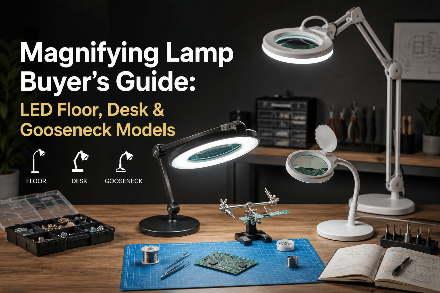 Magnifying Lamp Buyer's Guide: LED Floor, Desk & Gooseneck Models - Eleroyal Magnifier